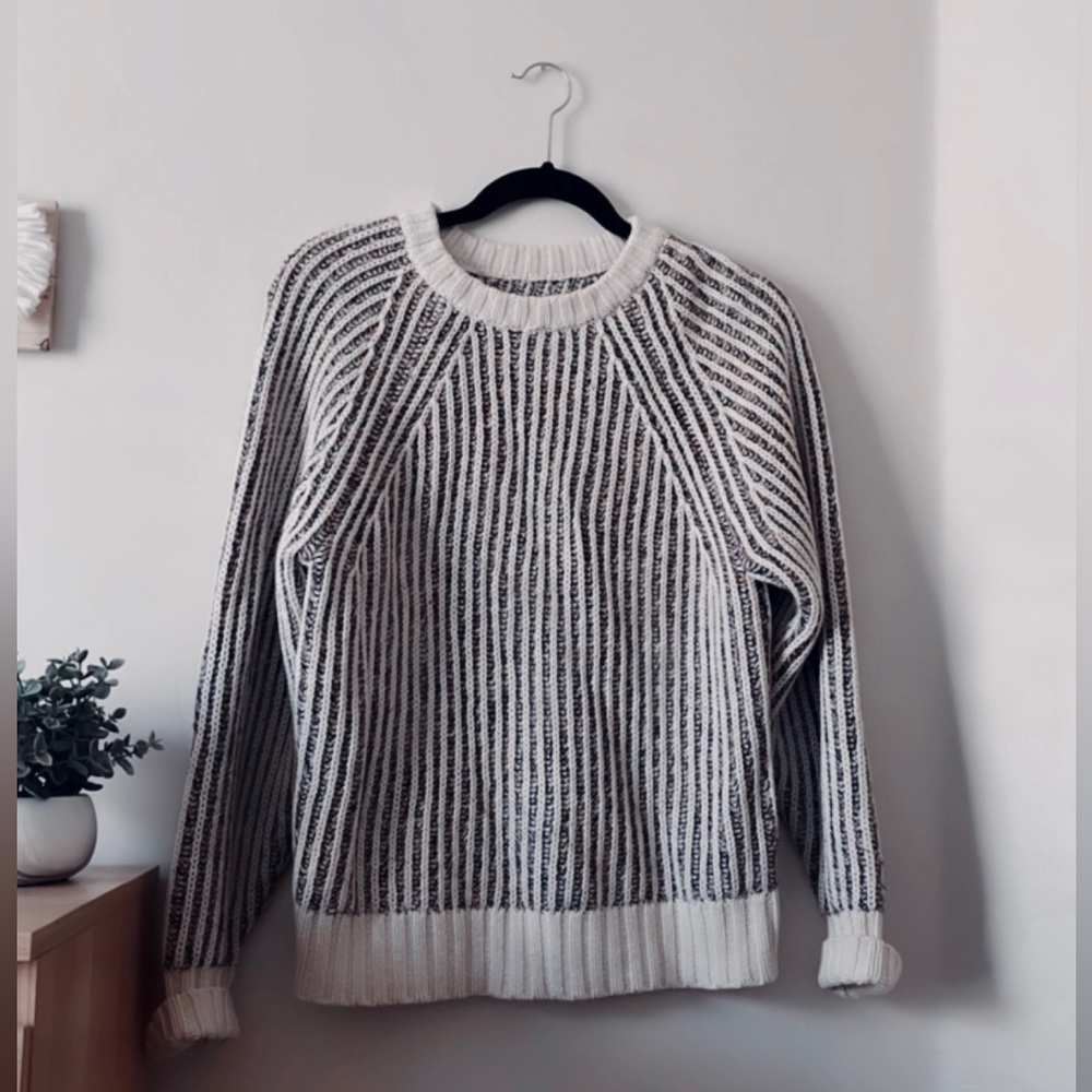 Knitted-Style Striped Thick Winter Sweater